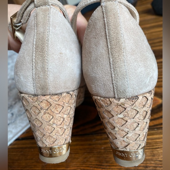 ❤️JIMMY CHOO❤️ Nude Suede Peep Toe Wedge - Picture 6 of 10